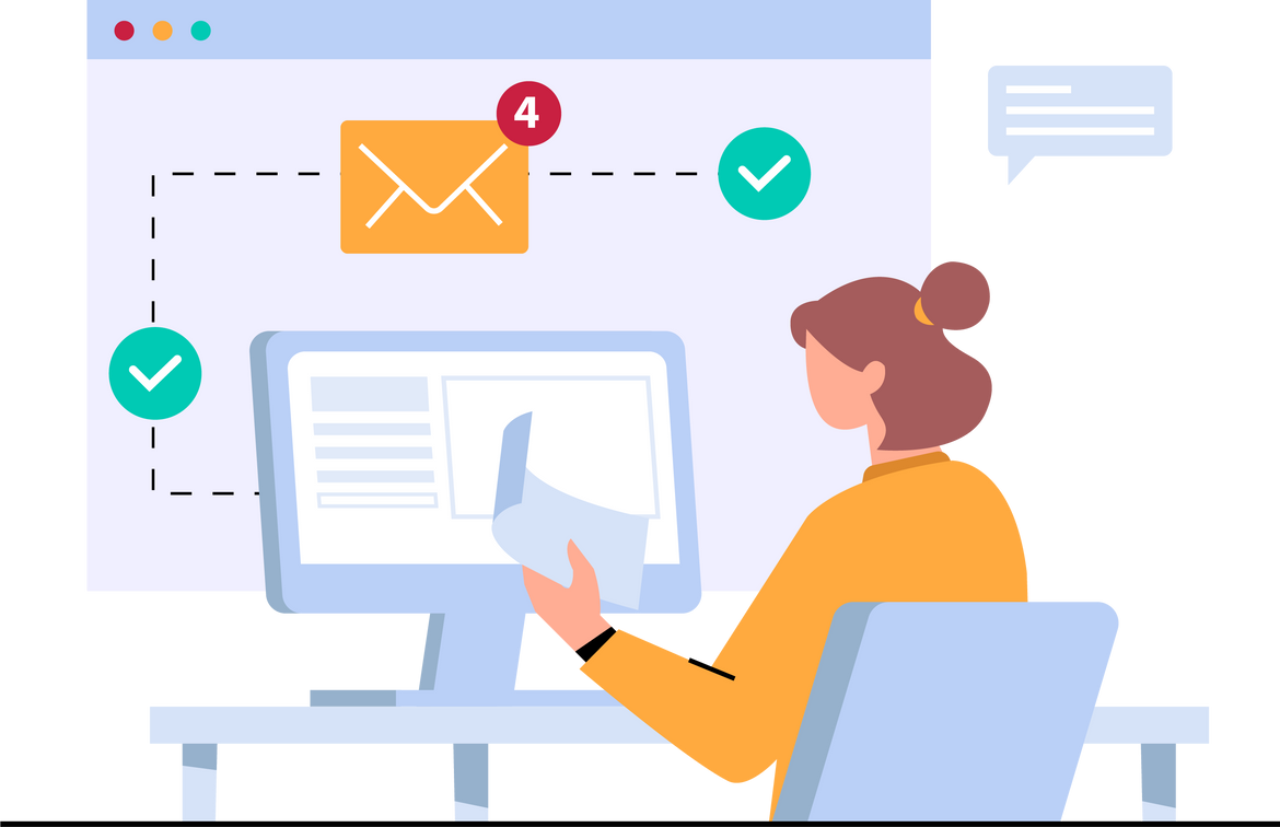Business Email Marketing in the Office Illustration